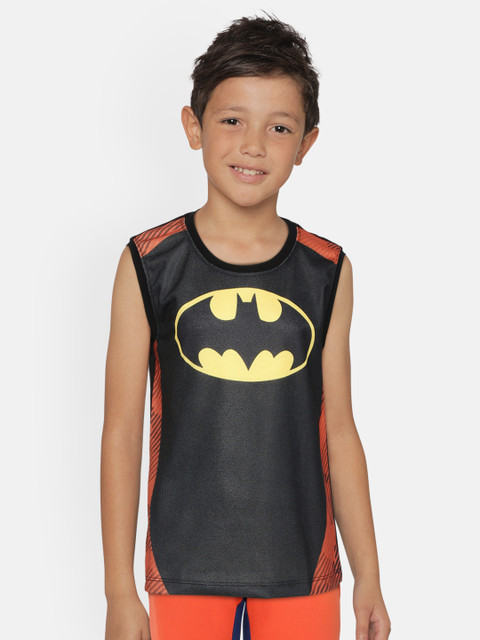 

GAME BEGINS Boys Black & Red Batman Print Round Neck T-shirt