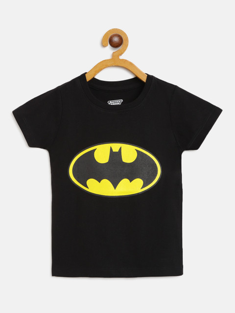 

GAME BEGINS Boys Black & Yellow Cotton Batman Print Round Neck T-shirt