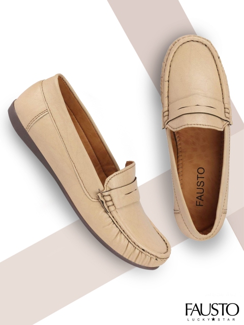 

FAUSTO Women Cream-Coloured Loafers