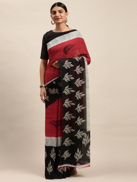 

Shaily Red & Black Floral Printed Saree