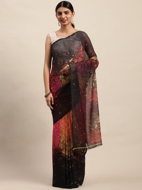

Shaily Black & Red Printed Saree