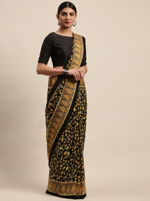 

Shaily Black & Yellow Printed Saree