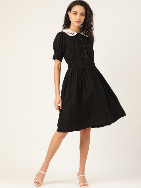 

The Dry State Women Black Solid A-Line Dress