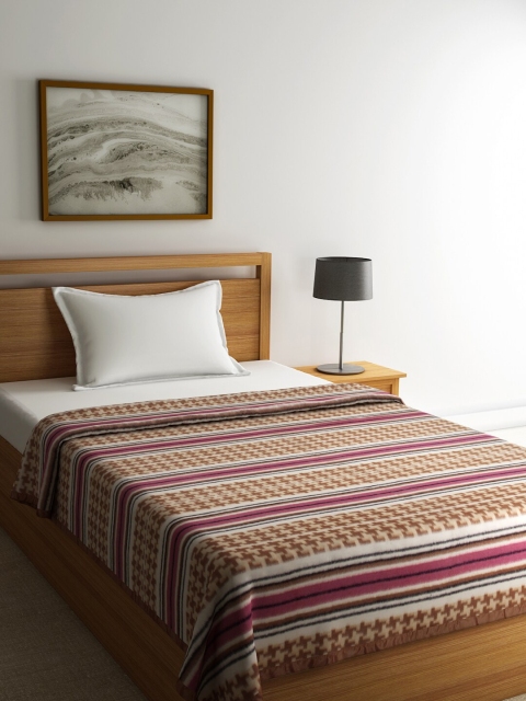 

Raymond Home Beige Abstract 536 GSM Woolen Heavy Winter Single Bed Blanket