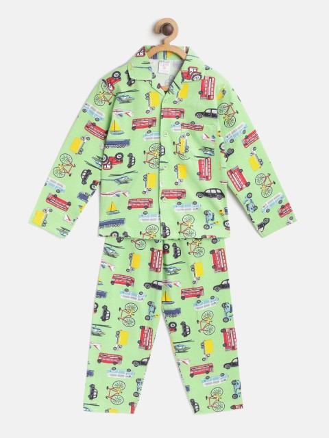 

NAUTI KIDZ Boys Multicoloured Vehicles Print Pure Cotton Night suit, Multi
