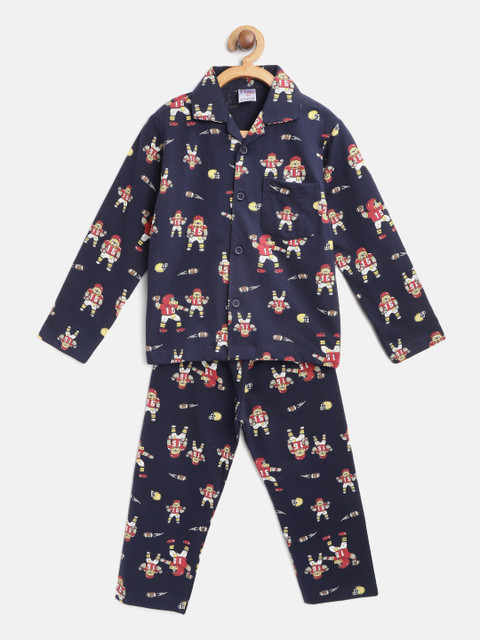 

NAUTI KIDZ Boys Navy Blue & Red Printed Night suit