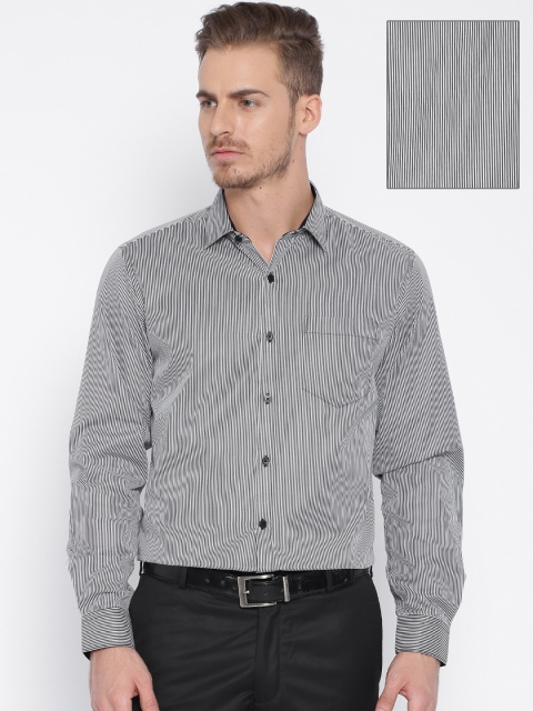 

Mark Taylor Black & White Striped Slim Fit Formal Shirt