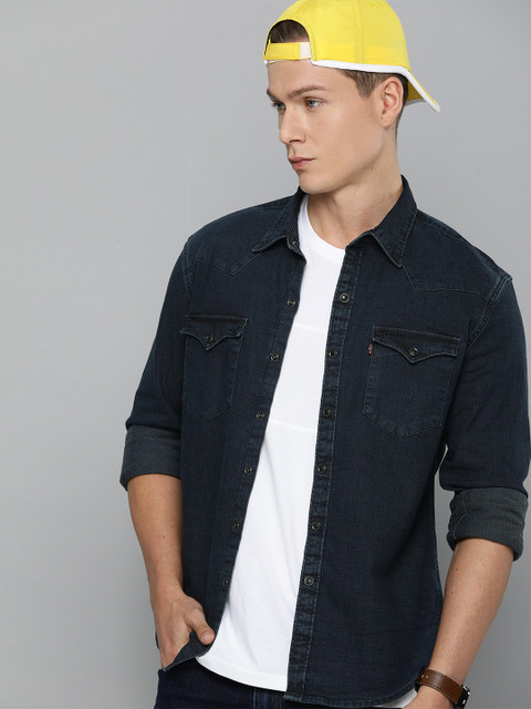 

Levis Men Blue Slim Fit Washed Casual Denim Shirt