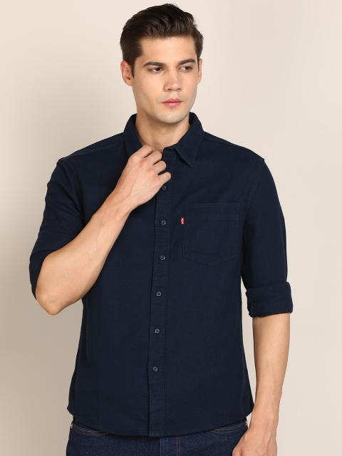 

Levis Men Navy Blue Solid Slim Fit Casual Shirt