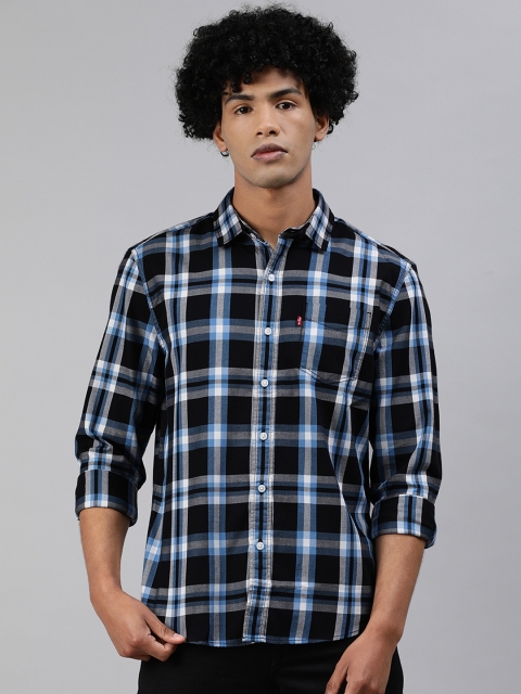 

Levis Men Black & Blue Slim Fit Checked Casual Shirt