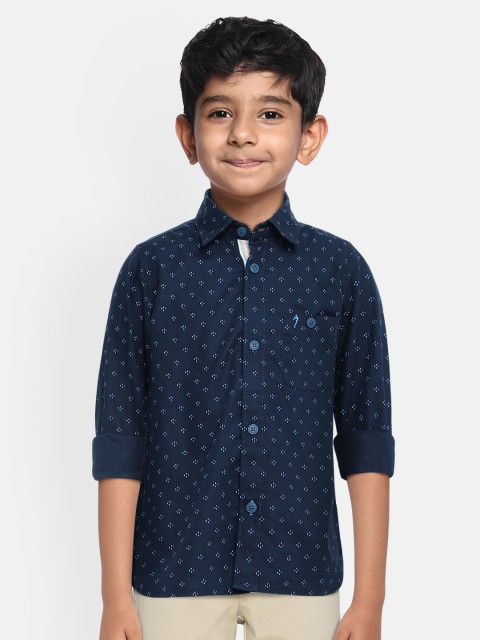 

Indian Terrain Boys Navy Blue Regular Fit Pure Cotton Printed Casual Shirt