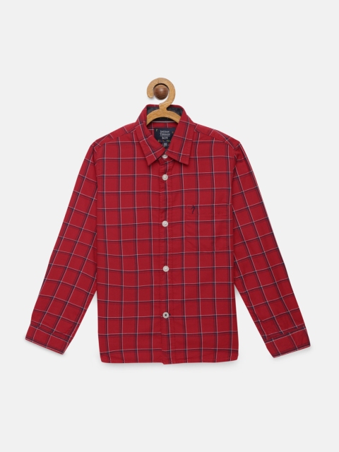 

Indian Terrain Boys Red Checked Cotton Regular Fit Casual Shirt