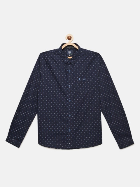 

Indian Terrain Boys Navy Blue Regular Fit Printed Casual Shirt