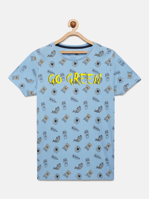 

Indian Terrain Boys Blue Printed Round Neck Pure Cotton T-shirt