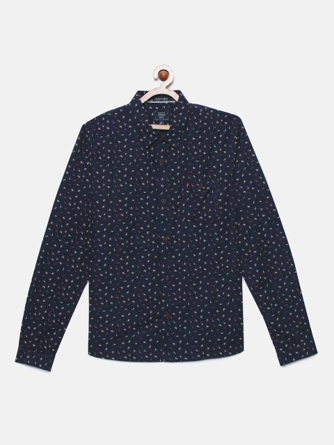 

Indian Terrain Boys Navy Blue & Pink Regular Fit Printed Casual Shirt