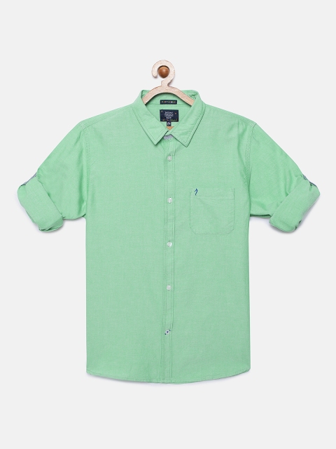 

Indian Terrain Boys Green Regular Fit Solid Cotton Casual Shirt