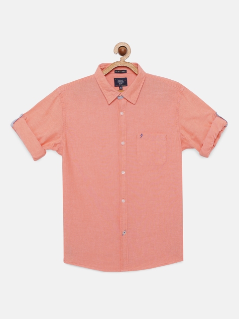 

Indian Terrain Boys Orange Regular Fit Solid Cotton Casual Shirt