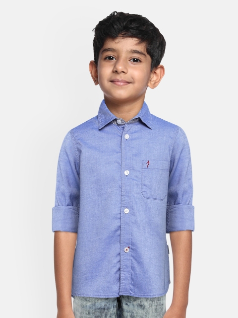 

Indian Terrain Boys Blue Regular Fit Solid Pure Cotton Casual Shirt