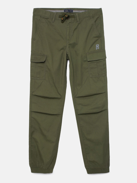 

Indian Terrain Boys Olive Brown Regular Fit Solid Pure Cotton Joggers
