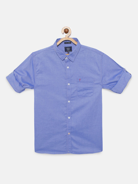 

Indian Terrain Boys Blue Regular Fit Solid Cotton Casual Shirt