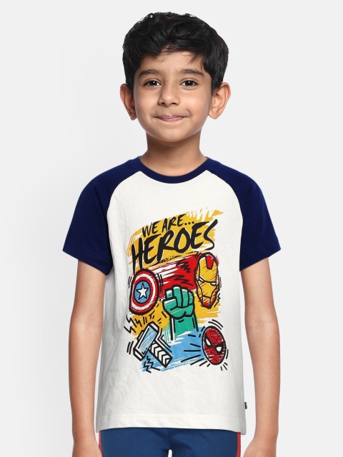 

Indian Terrain Boys White Printed Cotton Round Neck Pure Cotton T-shirt