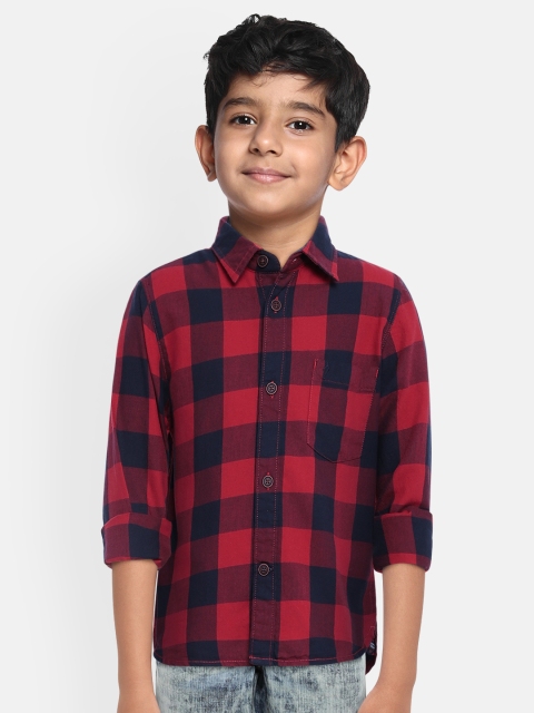 

Indian Terrain Boys Red & Navy Blue Regular Fit Checked Cotton Casual Shirt