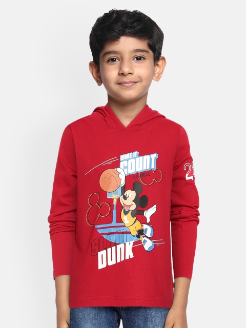 

Indian Terrain Boys Red Printed Pure Cotton Hood Pure Cotton T-shirt