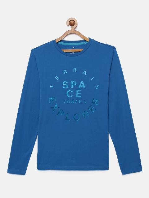 

Indian Terrain Boys Blue Printed Cotton Round Neck Pure Cotton T-shirt
