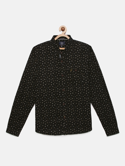 

Indian Terrain Boys Black & Yellow Regular Fit Printed Casual Shirt