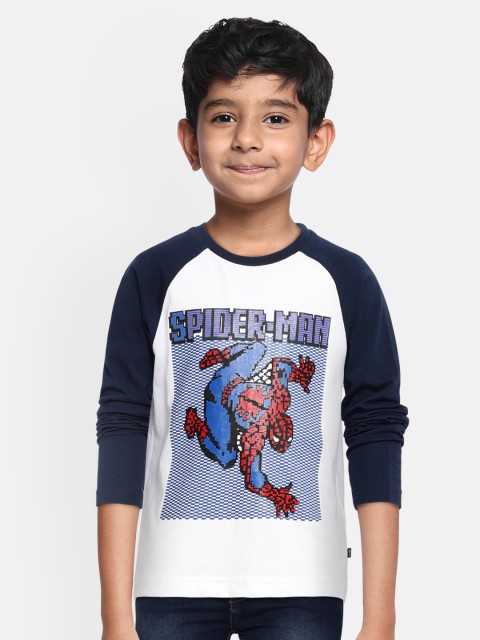 

Indian Terrain Boys White Spiderman Printed Round Neck T-shirt