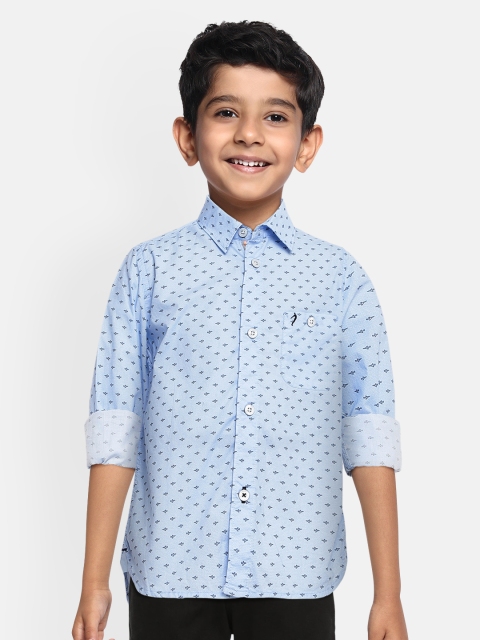 

Indian Terrain Boys Blue Regular Fit Printed Cotton Casual Shirt
