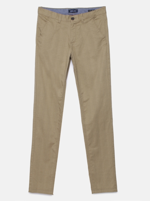 

Indian Terrain Boys Khaki Brown Regular Fit Checked Chinos