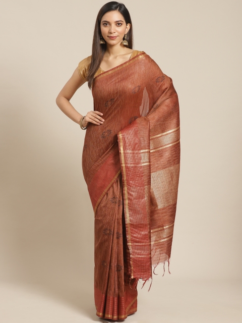 

swatika Maroon & Golden Zari Woven Design Handloom Bhagalpuri Saree