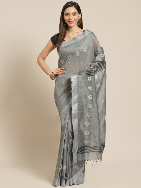 

swatika Grey & Off-White Handloom Woven Design Bhagalpuri Saree