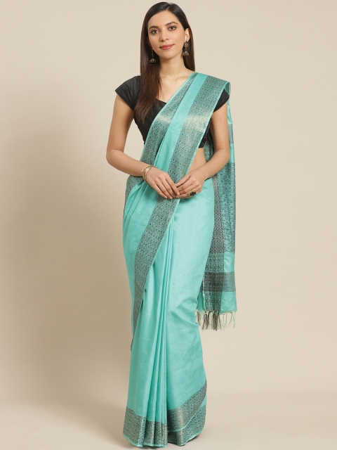 

swatika Green & Golden Handloom Solid Bhagalpuri Saree