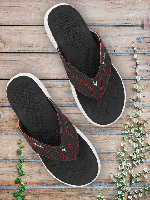 

HIROLAS Men Black & Red Solid Thong Flip-Flops
