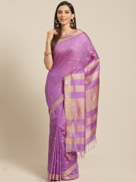 

swatika Purple & Bege Handloom Woven Design Bhagalpuri Saree