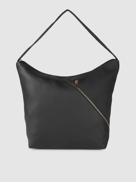 

Baggit Black Solid Hobo Bag