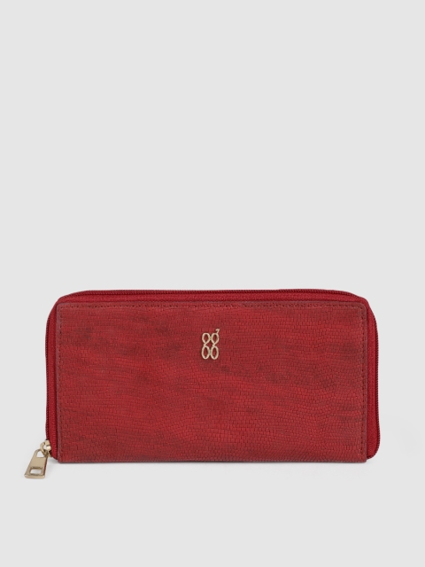 

Baggit Women Red Textured Zip Around Wallet