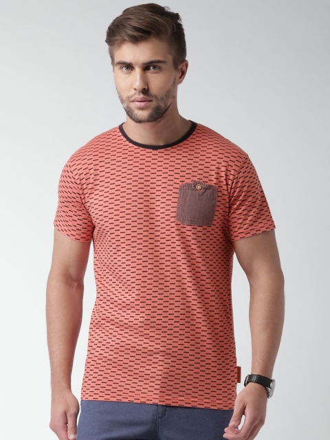 

INDICODE Coral Pink Printed T-shirt