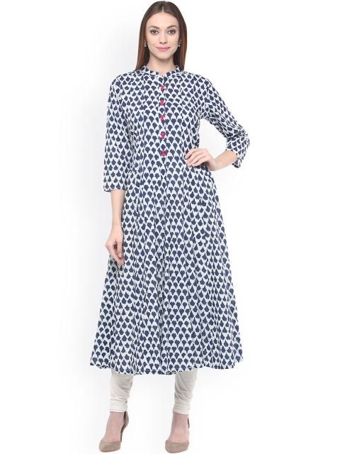 

Bhama Couture Blue & White Printed Anarkali Kurta