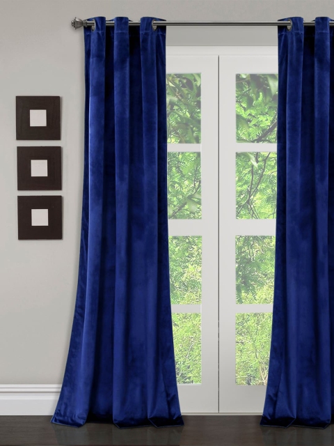 

eyda Premium Velvet Blue Color Eyelet Door Curtain