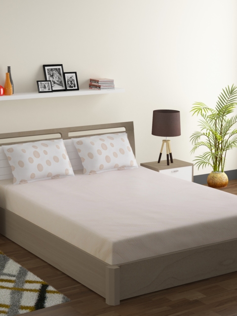 

Swayam Pastel Vogue 210 TC 100% Cotton 1 Queen Bedsheet with 2 Pillow Covers, White