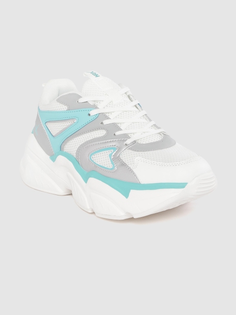 

HRX by Hrithik Roshan Men White & Blue Colourblocked Chunky Sneakers