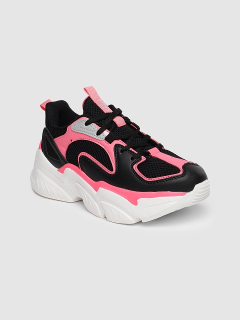 

HRX by Hrithik Roshan Women Black & Pink Chunky Sneakers