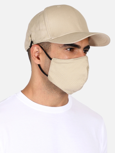 

Free Authority Men Beige Solid Cap With Detachable Mask