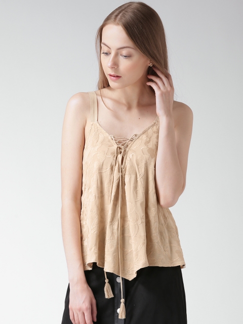 

FOREVER 21 Beige Embroidered Top