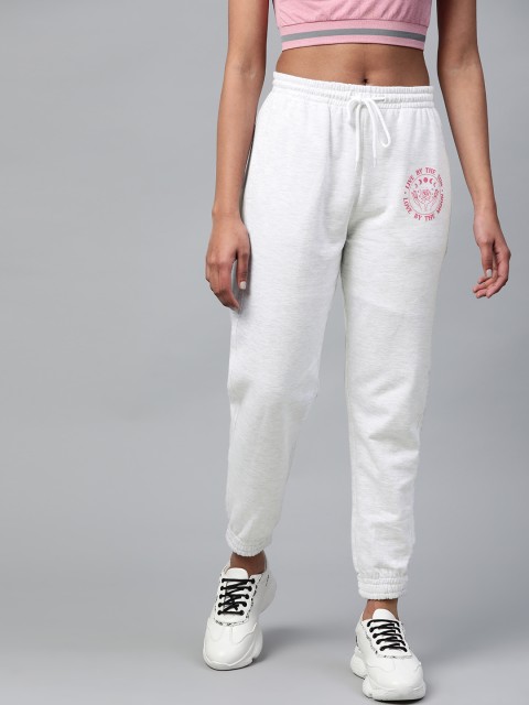 

VividArtsy Women Off-White Slim Fit Pure Cotton Solid Joggers