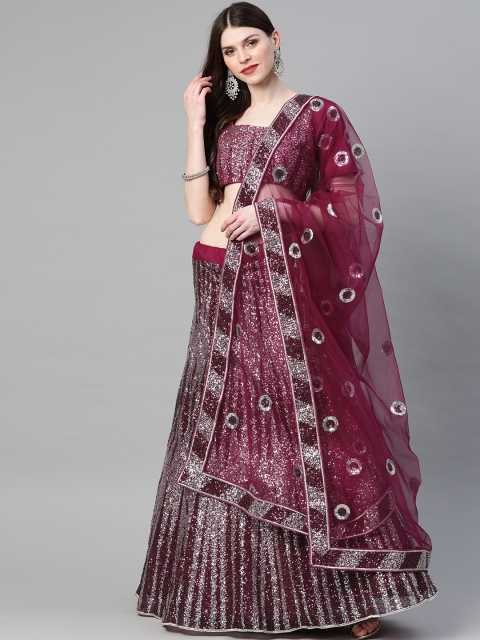 

Readiprint Fashions Purple Semi-Stitched Lehenga & Unstitched Blouse with Dupatta