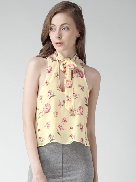 

FOREVER 21 Yellow Floral Print Top